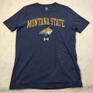 Montana State University Bobcats Under Armour T-Shirt Size Small Blue Center